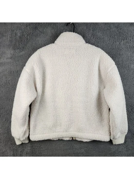 Abercrombie & Fitch Womens Extra Large Teddy Fleece Y2K Sherpa Jacket White Cozy - Picture 2 of 9
